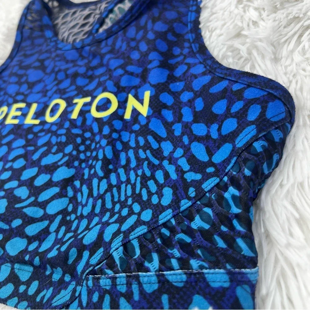 PELOTON wild‎ kite high neck sports bike bra Blue Black Butterfly Size Small